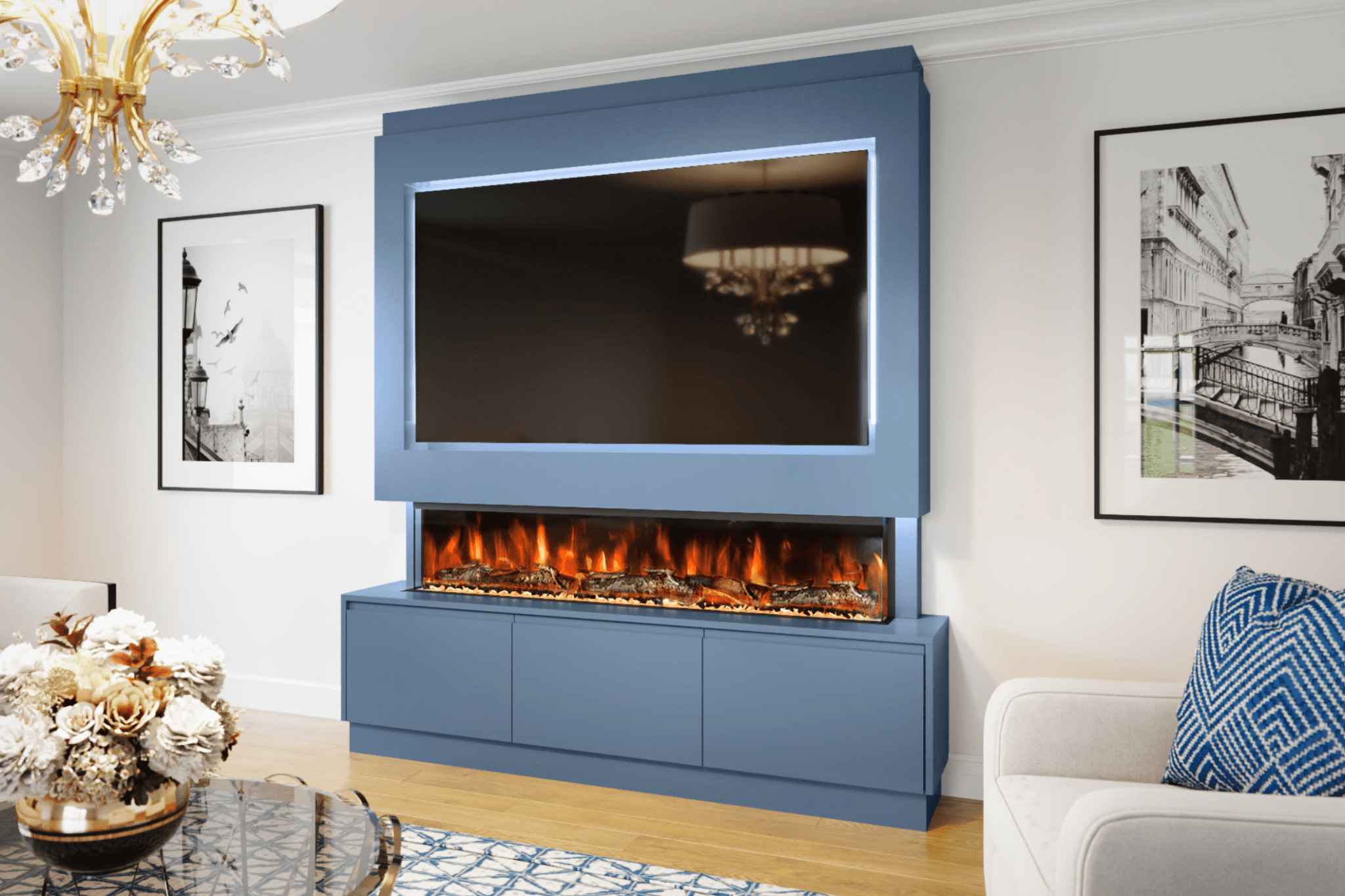 Entertainment and Warmth: Media Wall with Fireplace Design